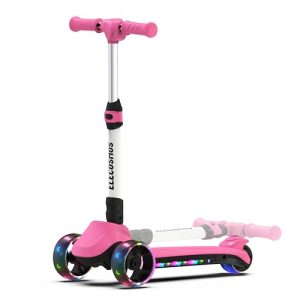 Kids' Foldable Electric Scooter, 3 Heights Adjust, 3+ MPH, Light-Up Wheels