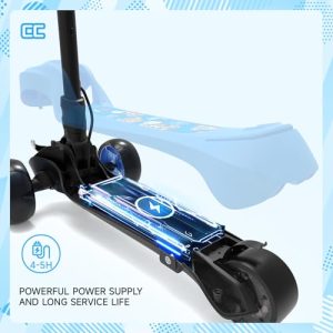 Electric Scooter for Kids Ages 3-12: 3-Wheel Kick Scooter with LED Wheels and Adjustable Height