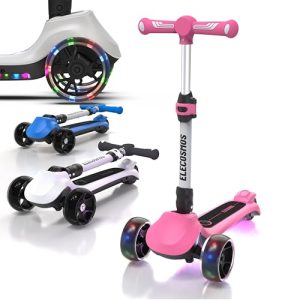 Light-Up 3-Wheeled Electric Scooter for Kids 4-9, Adjustable Height