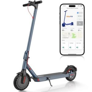 Caroma 350W/500W Electric Scooter, 18/30 Miles Range, 20/25 MPH, Solid Tires, Foldable With Dual Braking & APP (Blue L1)