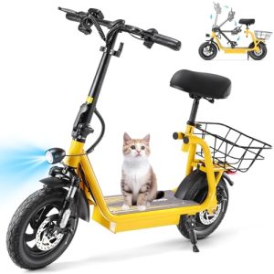 Electric Commuting Scooter for Adults with Adjustable Seat and Foldable Design