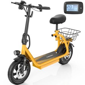 Electric Scooter for Adults: Caroma Peak 1200W, 500Wh Battery, 30 Miles Range & 20MPH Speed, Foldable with Seat and Basket