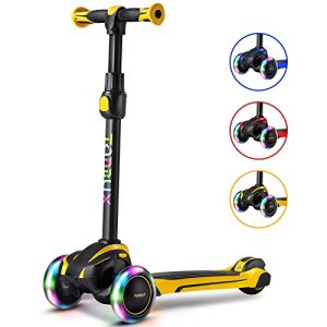 TONBUX Kids 3-12 Age 3-Wheel Light-Up Scooter with Adjustable Heights