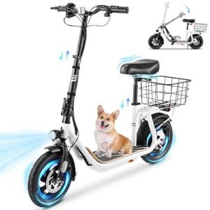 Caroma Electric Scooter for Adults: 1200W Motor, 20 MPH, 30 Mile Range, Seat & Basket, Teen Commuter E-Scooter