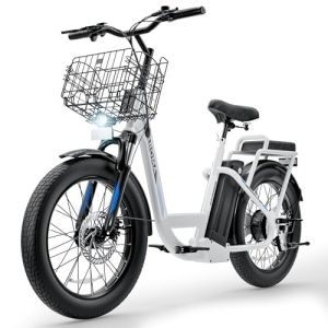 Electric Scooter for Adults with Fat Tires, Removable Battery, and Basket