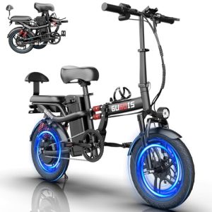 Folding Electric Bike for Adults, 28/30MPH, 48V 15/20Ah Battery, Up to 65 Miles, 16" Fat Tire, 2-Seater