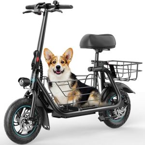 Gyroor Adults Electric Scooter, 550W Motor, 18.6 MPH, 20 Miles Range, Foldable Basket
