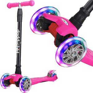 3-Wheeled Kick Scooter for Kids 4 Adjustable Heights, Light-Up Wheels