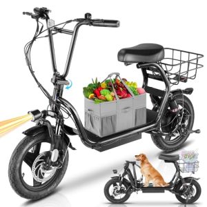 Electric Scooter for Adults: Caroma 1200W Peak Power, 14 Fat Tire, 500Wh Battery, 30 Mile Range, 20MPH Top Speed, Foldable with Seat and Dual Shock Absorbers