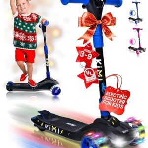Electric Scooter for Kids Ages 2-9, Front and Wheel Lights, Kick Lightup, Foldable, 10 Mile Range