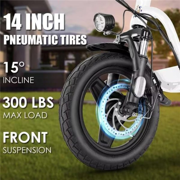 Adult Electric Scooter with Seat: 30 Miles Range, 20MPH Speed, Foldable, Basket & Shock Absorbing